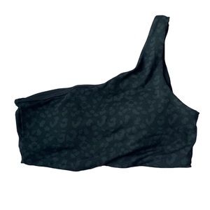 One-Shoulder Black Leopard Print Crop Top